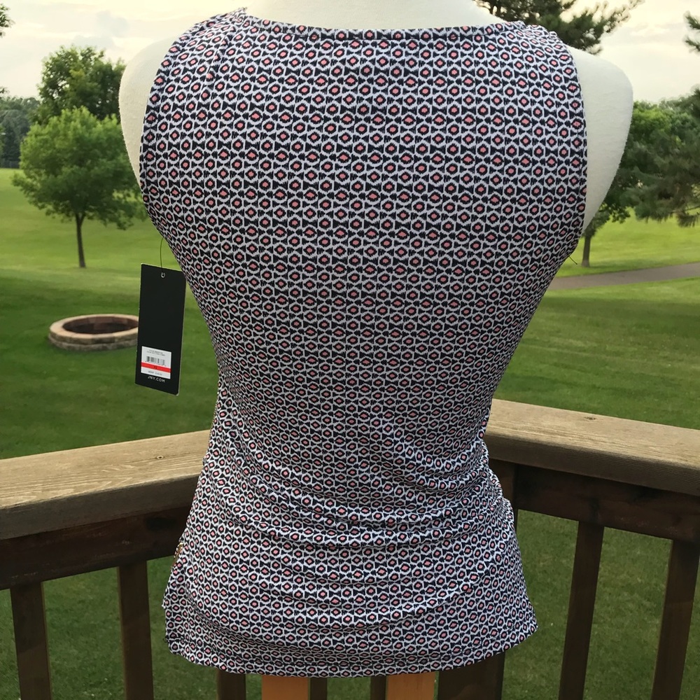 Jones New York Top Slvls Ikat Coral Exposed Zip XS - Picture 3 of 8